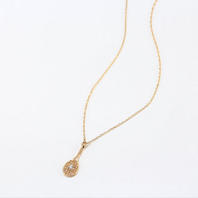 Crystal Ball and Gold Tennis Racquet Pendant Necklace.