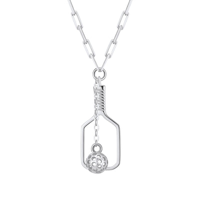 pickleball paddle necklace Silver