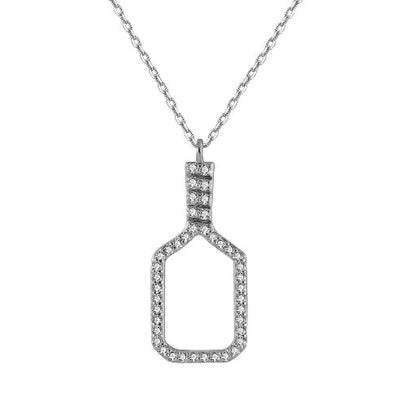 Pickleball Belle Volley FINE Necklace Solid 14k White Gold with Diamonds