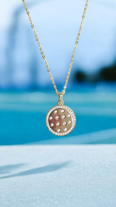 Pickleball Disco Ball Necklace Gold