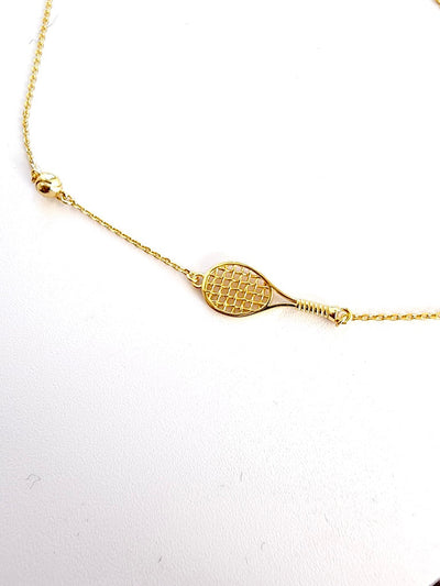 Tennis BABY ACE Racket and Ball Necklace Gold