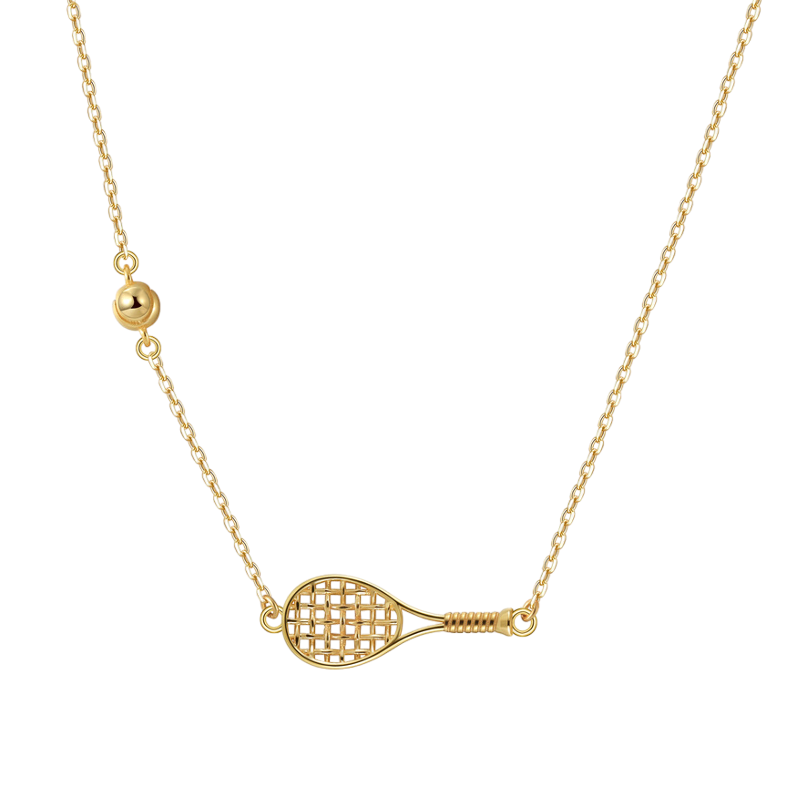 Tennis BABY ACE Racket and Ball Necklace Gold