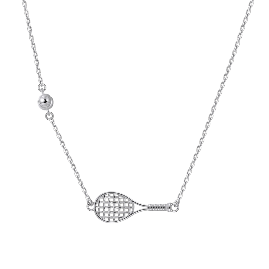 Tennis BABY ACE Racket and Ball Necklace Silver