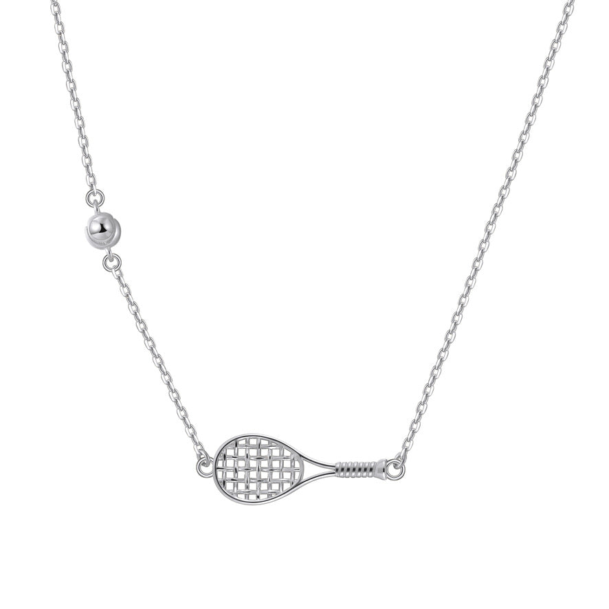 Tennis BABY ACE Racket and Ball Necklace Silver