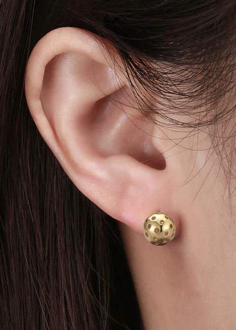 Ball stud shops 18k gold earrings