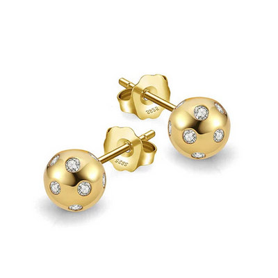 Gold Pickleball Ball Stud Bling Earrings. Made from 18k gold plating over sterling silver.8MM Diameter.