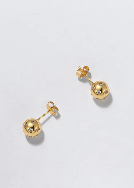 Gold Pickleball Ball Stud Bling Earrings. Made from 18k gold plating over sterling silver.8MM Diameter.