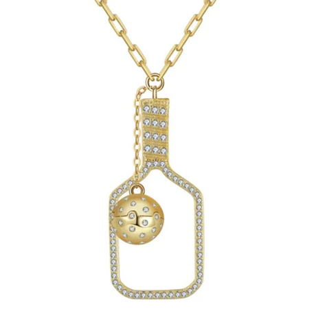 Pickleball Volley Plus Necklace Gold 